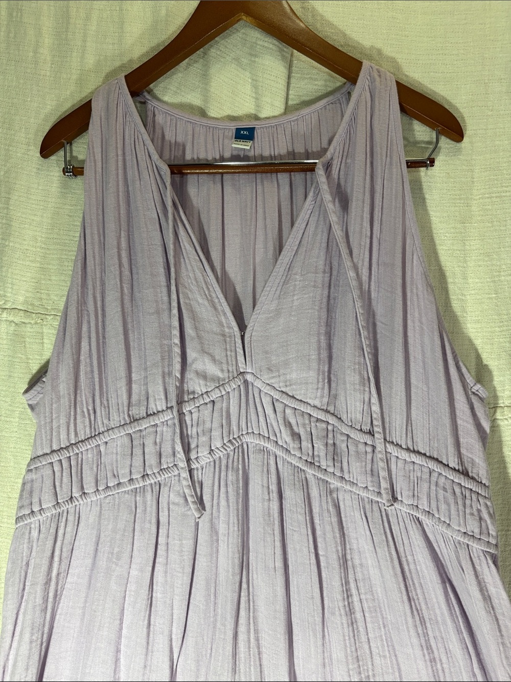 Old Navy XXL 100% Cotton Crinkle Gauze Tiered Maxi Sun Dress Lavender Boho Flowy - Picture 4 of 9